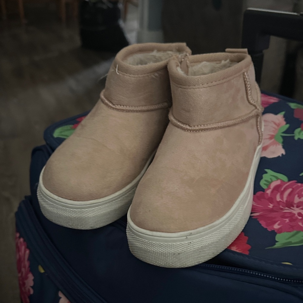 Beige Ankle Boots with White Soles